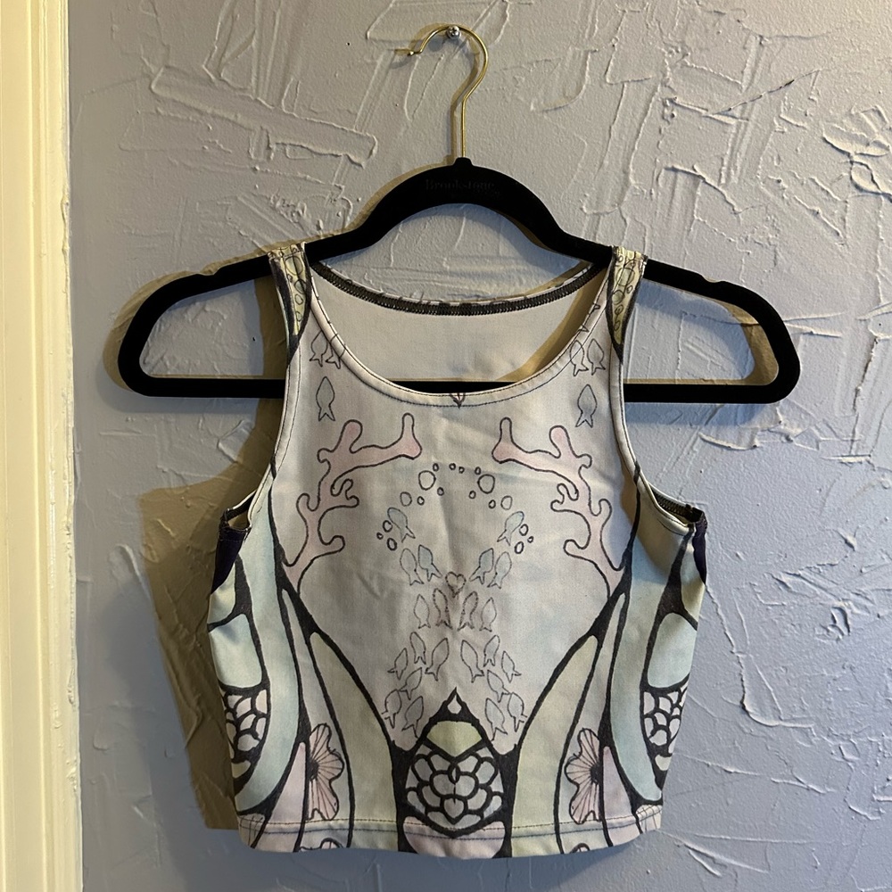 OOAK Watercolor Athletic Crop top